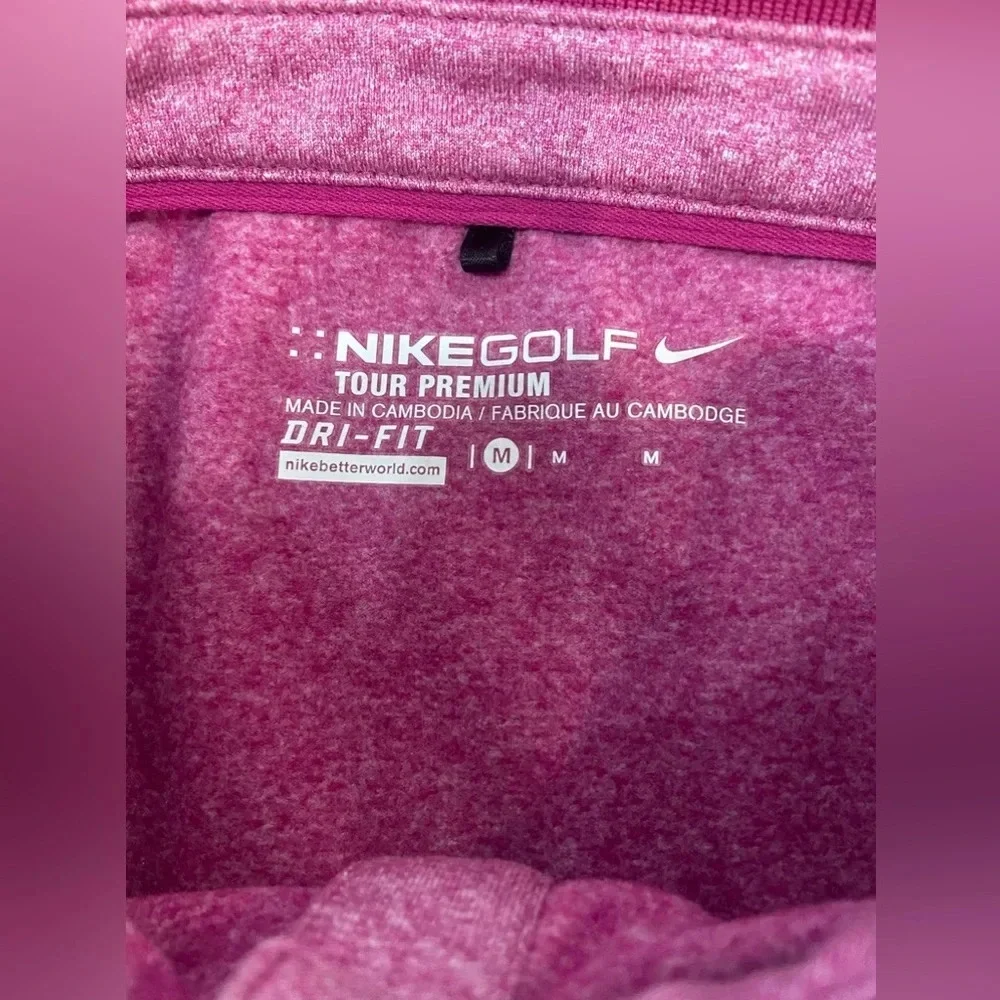 NIKE GOLF Women’s Short Sleeve Polo Pink Fuchsia Tour‎ Premium Dri-Fit Medium